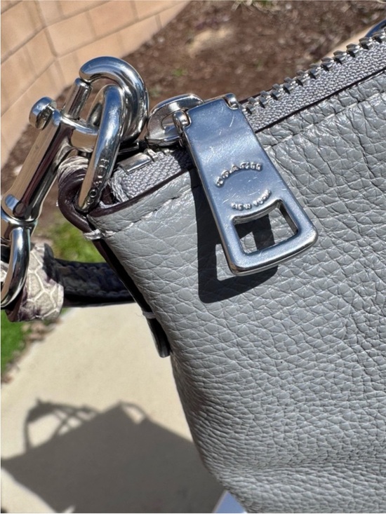 Coach Kacey Pebble Leather SatchShoulder Bag in Light Gray with Snake-Print Trim main image 5